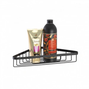 Etajera de colt cu 1 raft, Chic, Negru