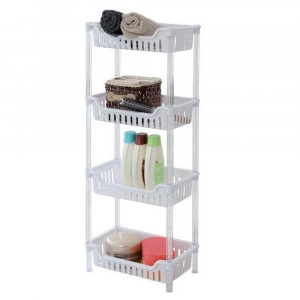 Raft 4 etajere, plastic, alb, 31.2 x 19 x 82.5 cm