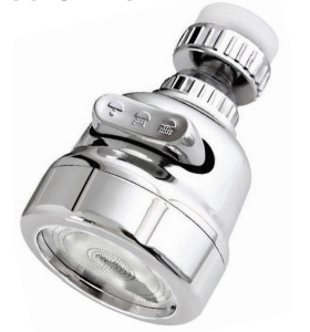 Cap duș rotativ 360° Eco Getto pentru baterie bucătărie, ABS + inox cromat, 3 moduri pulverizare, presiune ajustabilă
