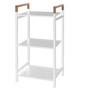 Raft metalic, Haiti, 3 rafturi, 40x78x30cm, metal si bambus, alb