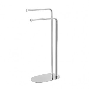 Suport prosoape, argintiu, din otel cromat, cu 2 brate, baza ovala, h 80.5cm