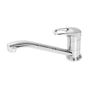Baterie bucătărie ECO EC6, monocomandă, pipă lungă mobilă, crom lucios, cartuș ceramic 40 mm, racorduri incluse