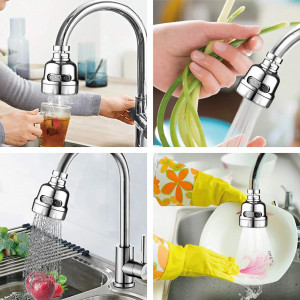 Cap duș rotativ 360° Eco Getto pentru baterie bucătărie, ABS + inox cromat, 3 moduri pulverizare, presiune ajustabilă - Img 2