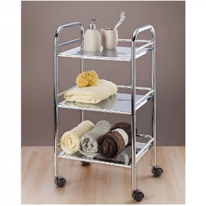 Etajera cu roti, 3 rafturi, 41x32x75cm, metal cromat