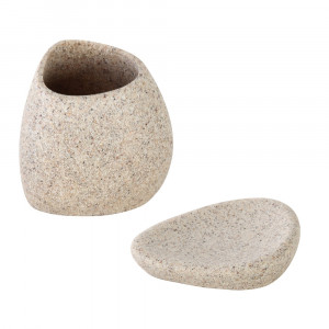 Pahar periute Stone, poliresina, bej - Img 3