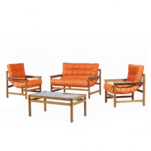 Set canapea, 2 fotolii si masuta, culoare orange, BELA