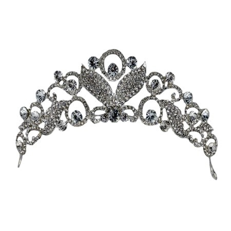 Agrafa eleganta tip coronita, din metal argintiu cu strasuri