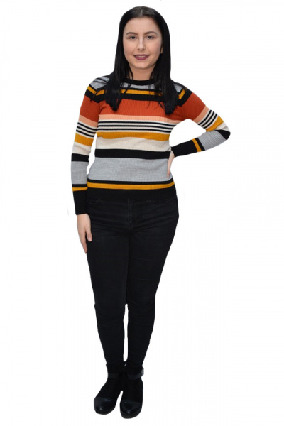 Bluza casual Vera ,model cu dungi multicolore,gri