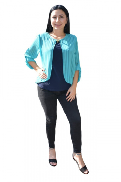 Bluza tinereasca in nuante de albastru cu design de dungi subtiri