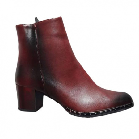 Botina comoda cu toc gros si design in degrade, nuanta marsala