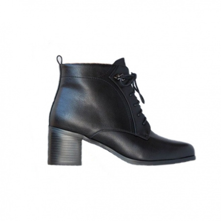 Botina neagra scurta pana la glezna, design minimalist cu siret