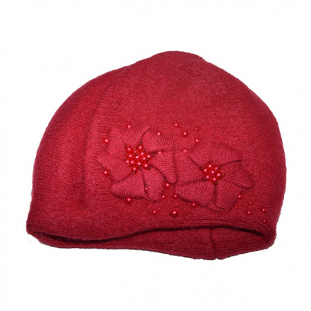 Caciula rafinata cu design floral si perle marsala