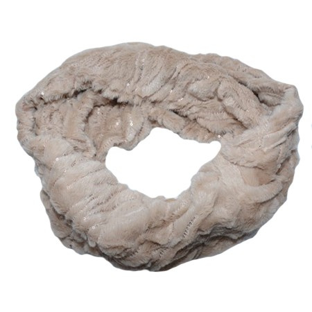 Fular calduros Dave cu insertii de paiete,model circular,nuanta de maro deschis
