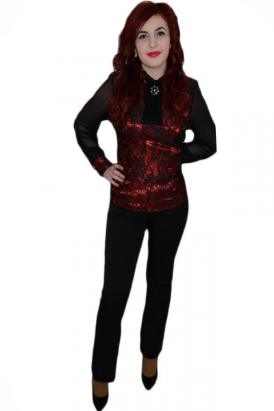 Pantalon fin, de culoare neagra, design rafinat de nasturi aplicati