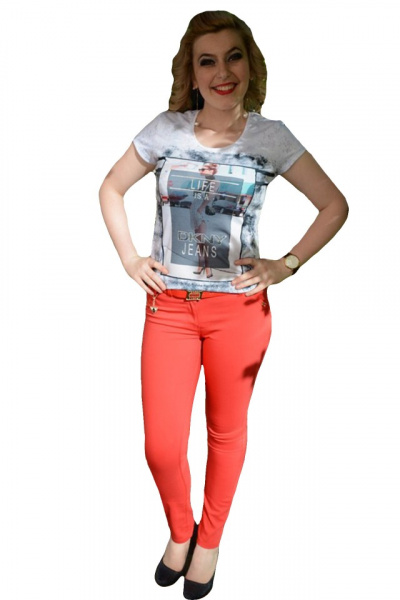 Pantalon lung, corai, din material de calitate cu croi tip creion