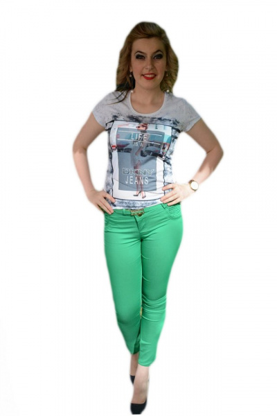 Pantalon lung de vara, model trendy in culoare verde deschis