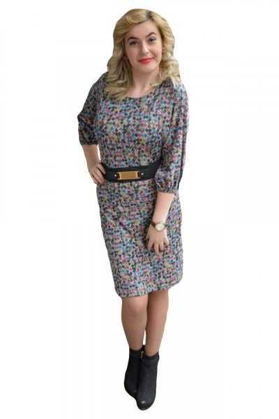 Rochie comoda de toamna-iarna cu design multicolor si curea