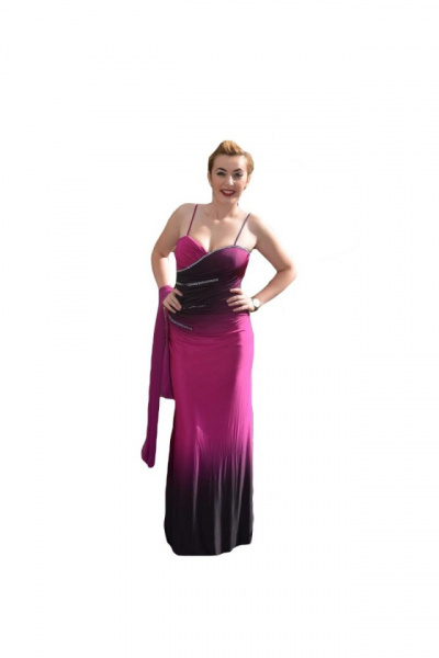 Rochie fermecatoare de gala, lungime maxi, mulata, pe roz-ciclam