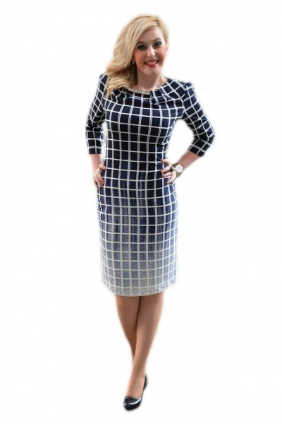 Rochie moderna, de culoare bleumarin, design geometric