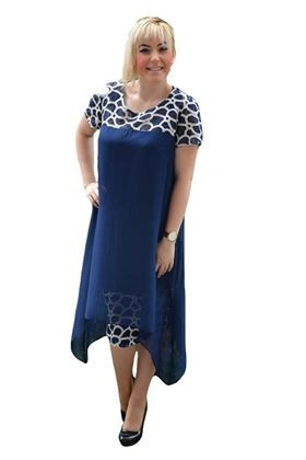 Rochie scurta de seara cu lungime asimetrica, bleumarin cu auriu