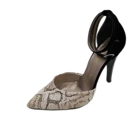 Sanda cu varf inchis si design de piele de sarpe, multicolora