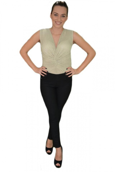 Top elegant tip body, culoare aurie, cu fir lucios in tesatura