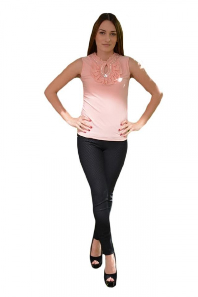 Top roz somon din material elastic cu design de fodra si strasuri