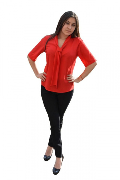 Bluza casual cu guler tip sal si maneca scurta, de culoare rosie