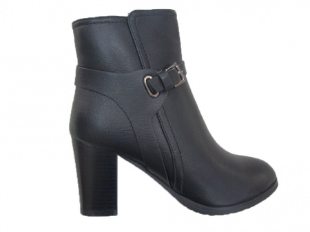 Botina pentru femei, de culoare neagra, cu toc de inaltime 7,5 cm