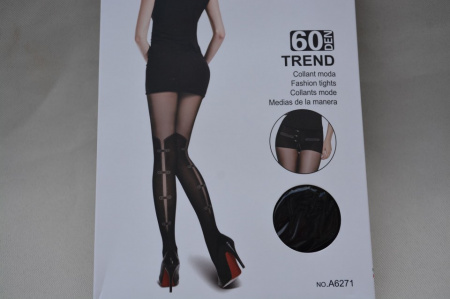 Ciorap negru de dama cu model fashion, deosebit la spate