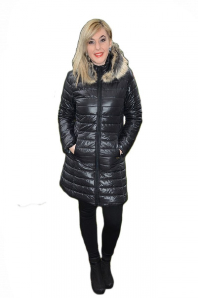 Jacheta moderna, lunga, masura mare,de culoare neagra, cu fermoar