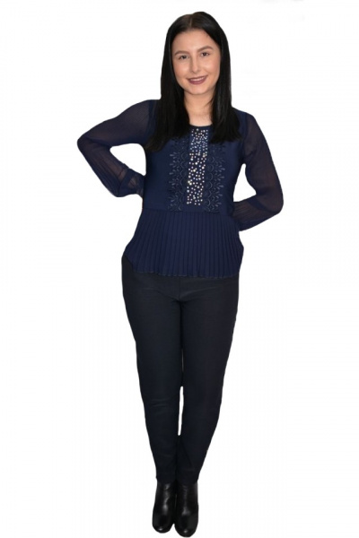 Pantalon casual tip colant Imma,mulat ,bleumarin