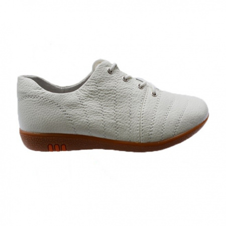 Pantof comod, piele naturala, nuanta de alb, inchidere cu siret