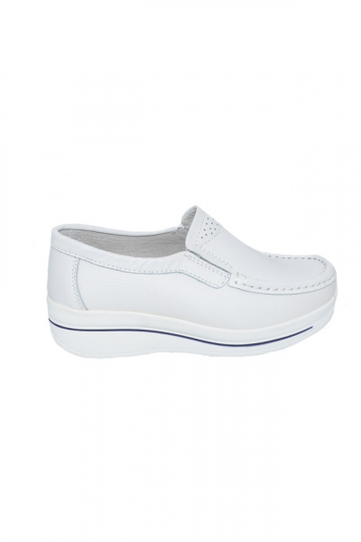 Pantofi alb cu talpa ortopedica ,din piele,model simplu