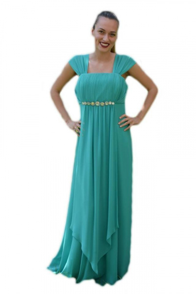 Rochie de nunta, deosebita, design simplu si elegant, culoare turcoaz