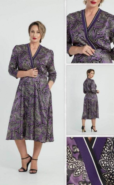 Rochie eleganta cu maneca lunga imprimata multicolor