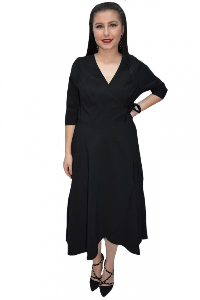 Rochie rafinata Eda,croi clos si decolteu in V,neagra