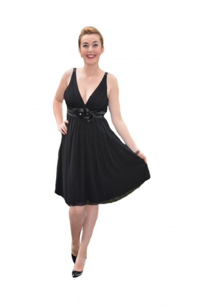 Rochie rafinata neagra, ideala pentru ocazii speciale, model simplu