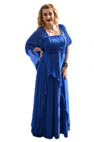 Rochie superba de gala, pe un albastru regal, cu design modern