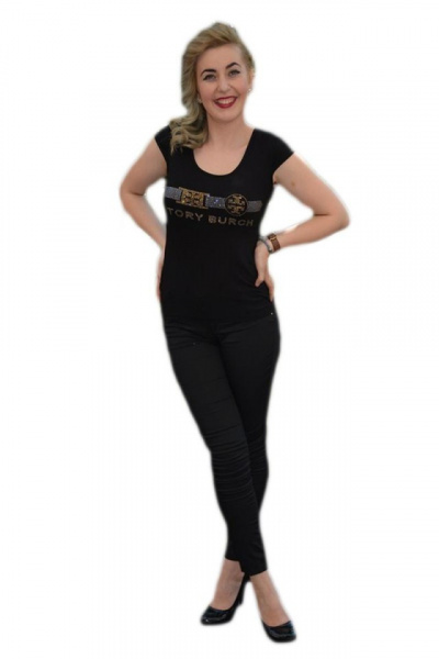 Tricou fashion cu strasuri argintii si aurii aplicate pe fond negru