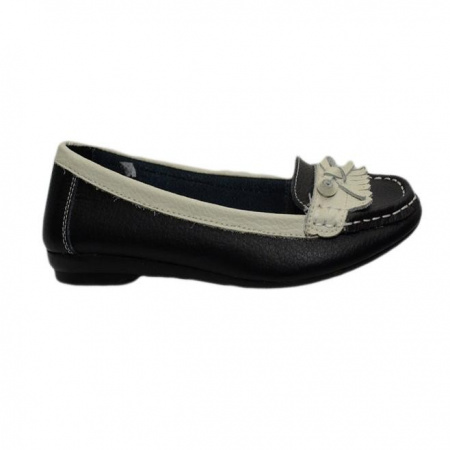 Balerin la moda, nuanta de negru-alb, design cu franjuri
