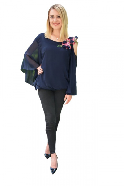 Bluza Divine,decupaj la nivelul umeriilor,nuanata de bleumarin