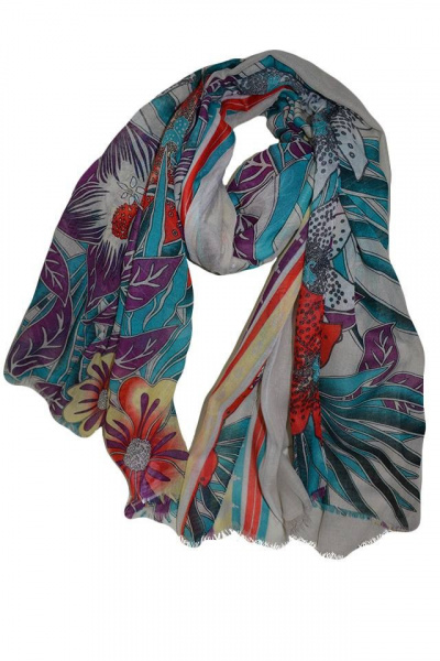 Esarfa deosebita din tesatura fina cu design floral multicolor