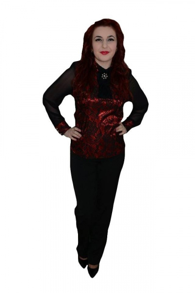 Pantalon chic, nuanta de negru, strasuri fine aplicate