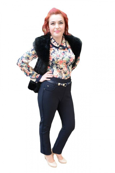 Pantalon drept culoare bleumarin, masura mare, din material elastic
