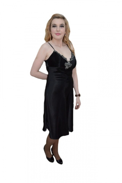 Rochie de gala, nuanta de negru, strasuri argintii aplicate