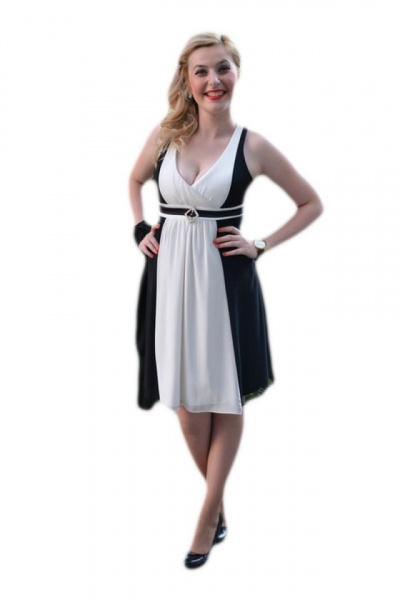 Rochie scurta de ocazie,bicolora negru-alb