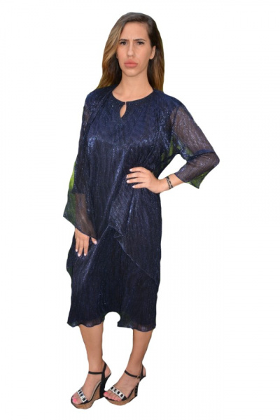 Rochie Zefera cu cartigan asimetric ,nuanat de bleumarin