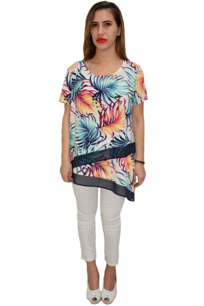 Bluza dama, casual,asimetrica, model lejer, multicolor exotic