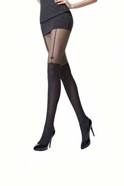 Ciorap pantalon microfibra, model in partea de sus, negru 60 den